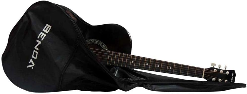 Violão acústico preto Benda com 6 cordas de aço e capa protetora preta