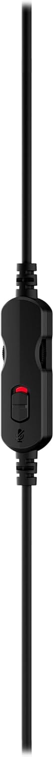 Controle inline preto com botão de mute vermelho e ajuste de volume para headset HyperX