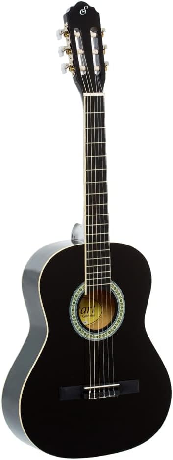 Violão infantil Giannini 3/4 nylon preto brilhante com acabamento brilhante e detalhes na roseta