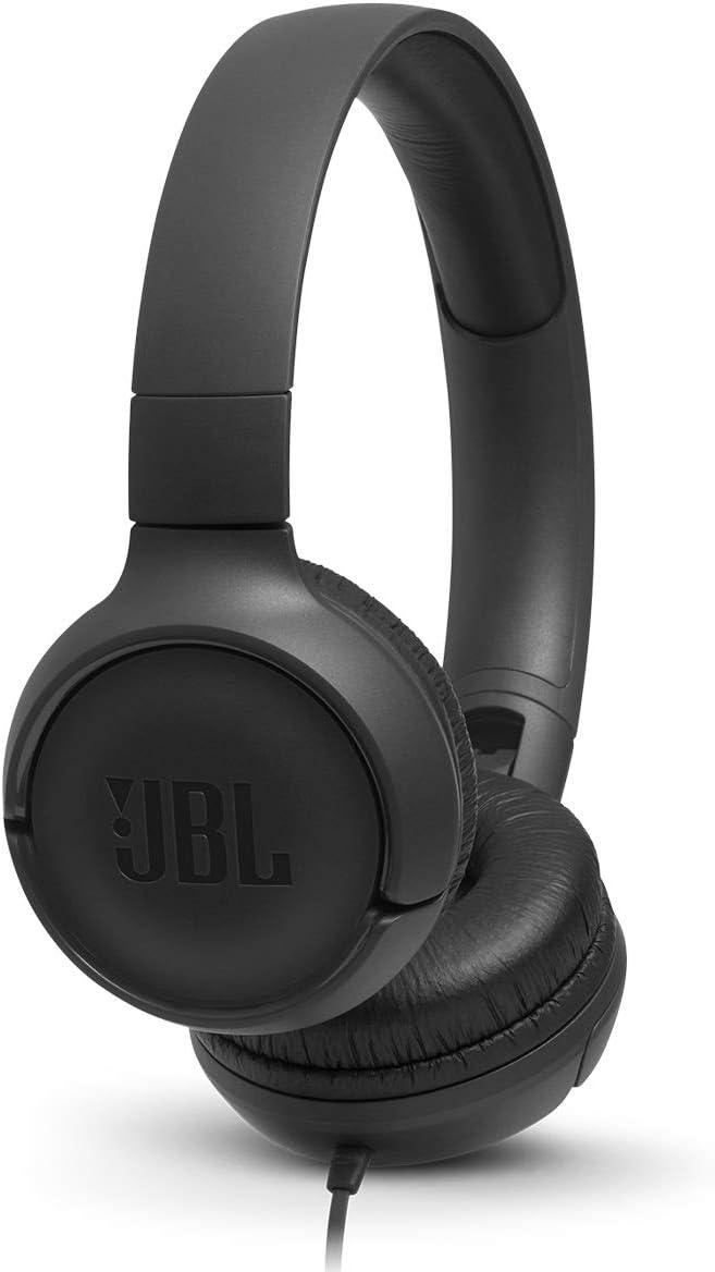 Fone de ouvido JBL Tune 500 preto com fio e almofadas acolchoadas