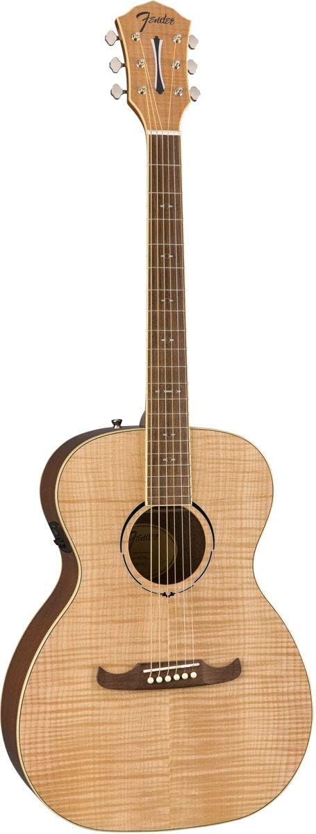 Guitarra Fender FA-235E acústica-elétrica natural vista lateral frontal com captador