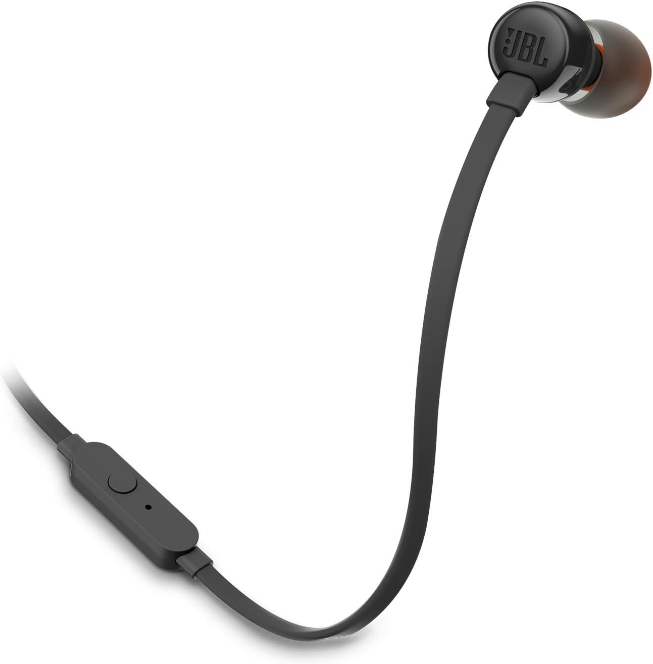 Fone de ouvido JBL T110 preto com controle de chamada e cabo flat
