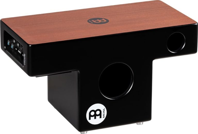 Meinl Pickup Slaptop Cajon Box Tambor preto com tampo de madeira e controles bass e snare embutidos