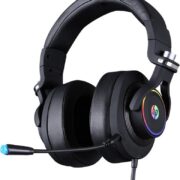 Headset Gamer HP H500GS Preto com drivers 50mm, iluminação RGB e microfone flexível