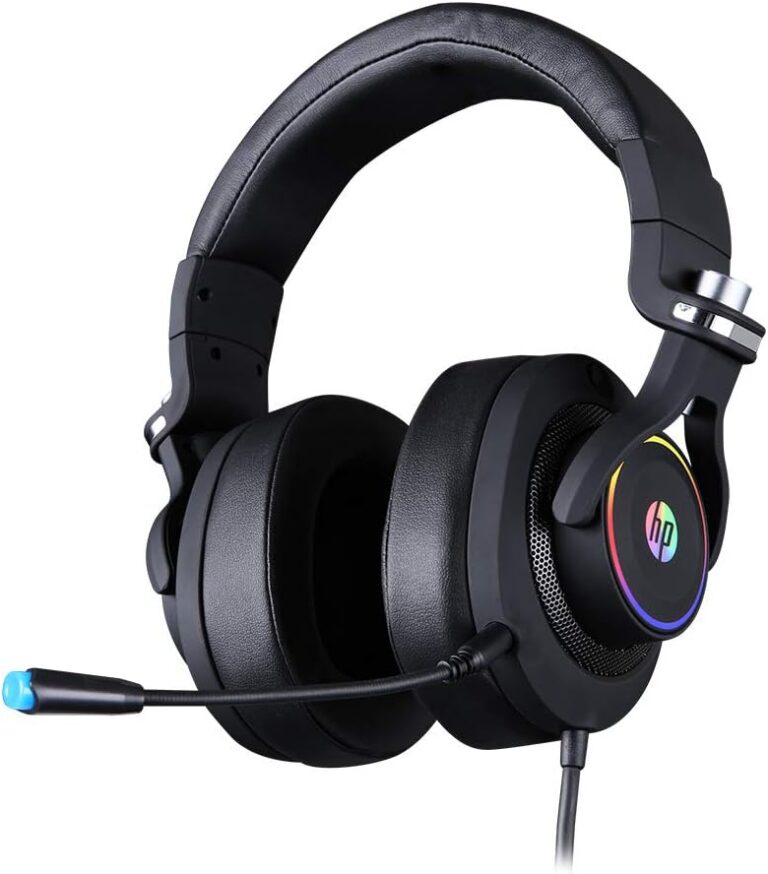 Headset Gamer HP H500GS Preto com drivers 50mm, iluminação RGB e microfone flexível