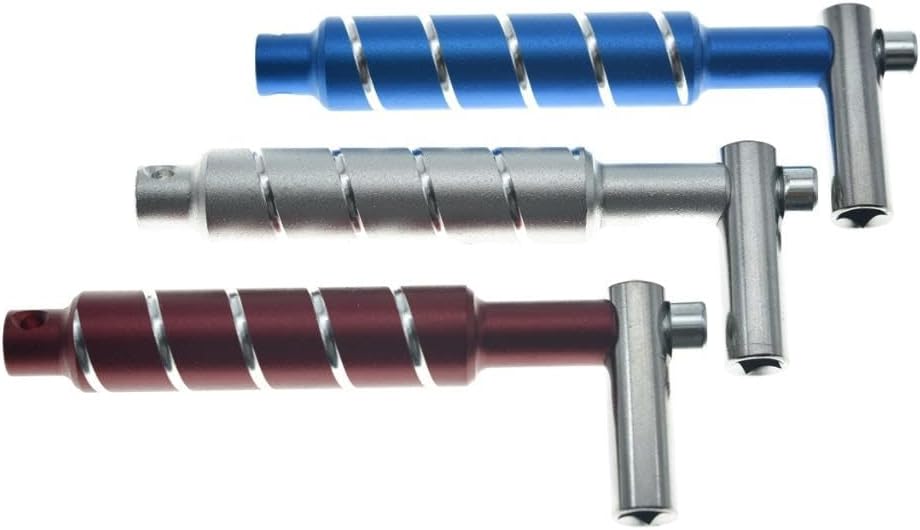 Conjunto de chaves de afinação para bateria KAISH estilo L nas cores azul, prata e vermelho metálico