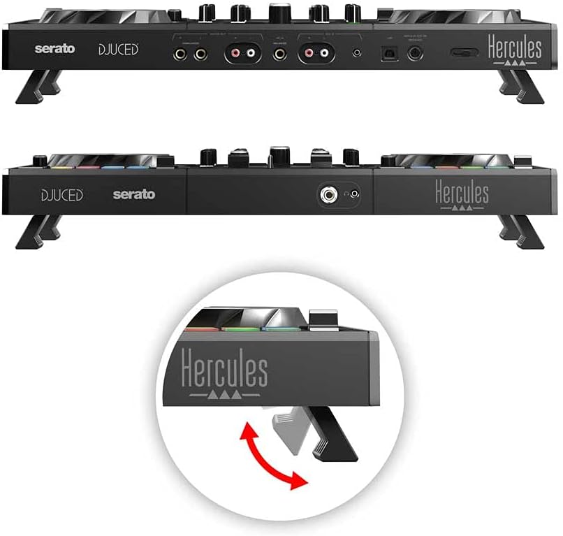 Conexões e controle de inclinação do Hercules DJ Control Inpulse 500 controlador DJ USB.