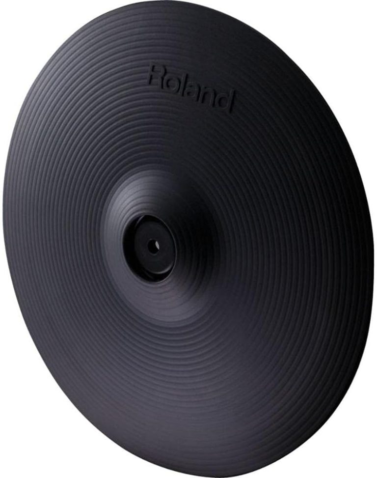 Roland CY-12C prato crash para bateria eletrônica preto com superfície texturizada e logo Roland
