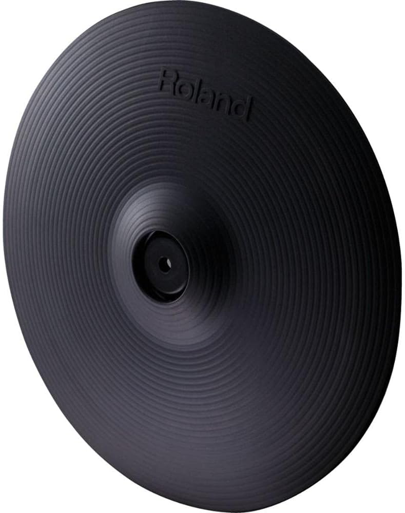 Roland CY-12C prato crash para bateria eletrônica preto com superfície texturizada e logo Roland