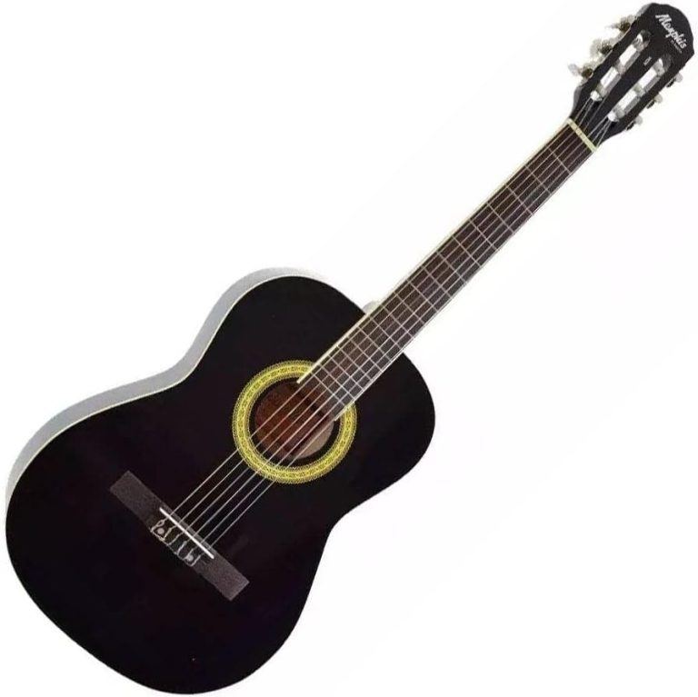 Violão infantil Tagima Memphis AC34 preto com cordas de nylon, acabamento brilhante e detalhes clássicos