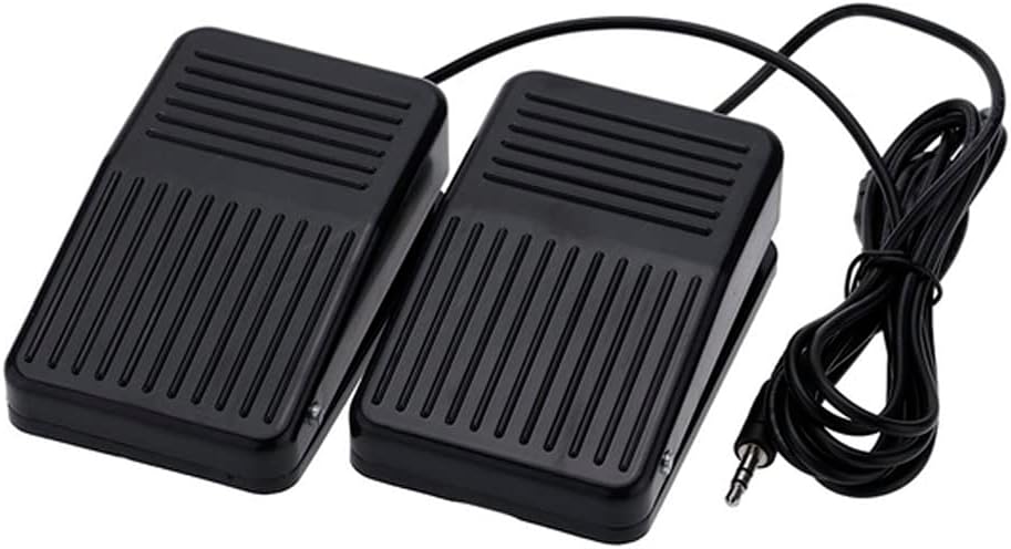 Pedais pretos para bateria eletrônica com cabo e conector de 3,5 mm