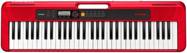Teclado musical Casio vermelho CT-S200Rdc2 com 61 teclas e painel digital