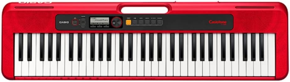 Teclado musical Casio vermelho CT-S200Rdc2 com 61 teclas e painel digital