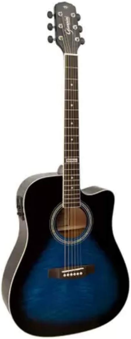 Violão eletroacústico Giannini Dreadnought FOLK Cutaway azul Dark Blue Burst com corpo degradê.