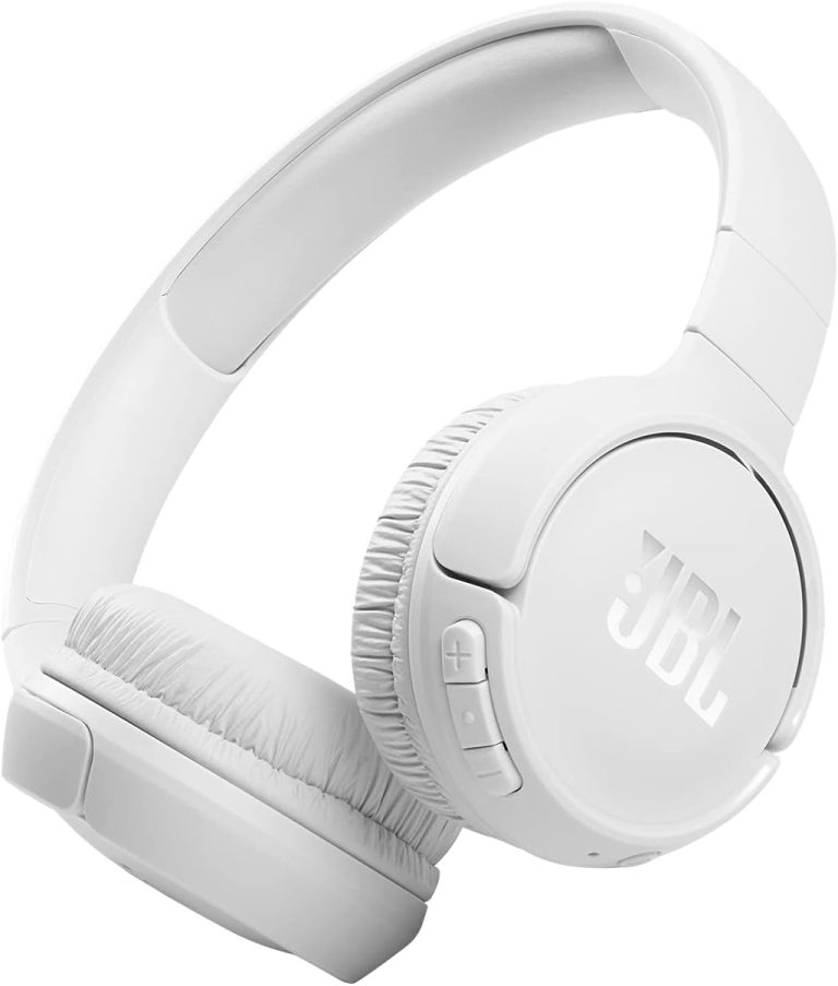 Fone de ouvido JBL 510BT Bluetooth branco dobrável com controles de volume e almofadas acolchoadas