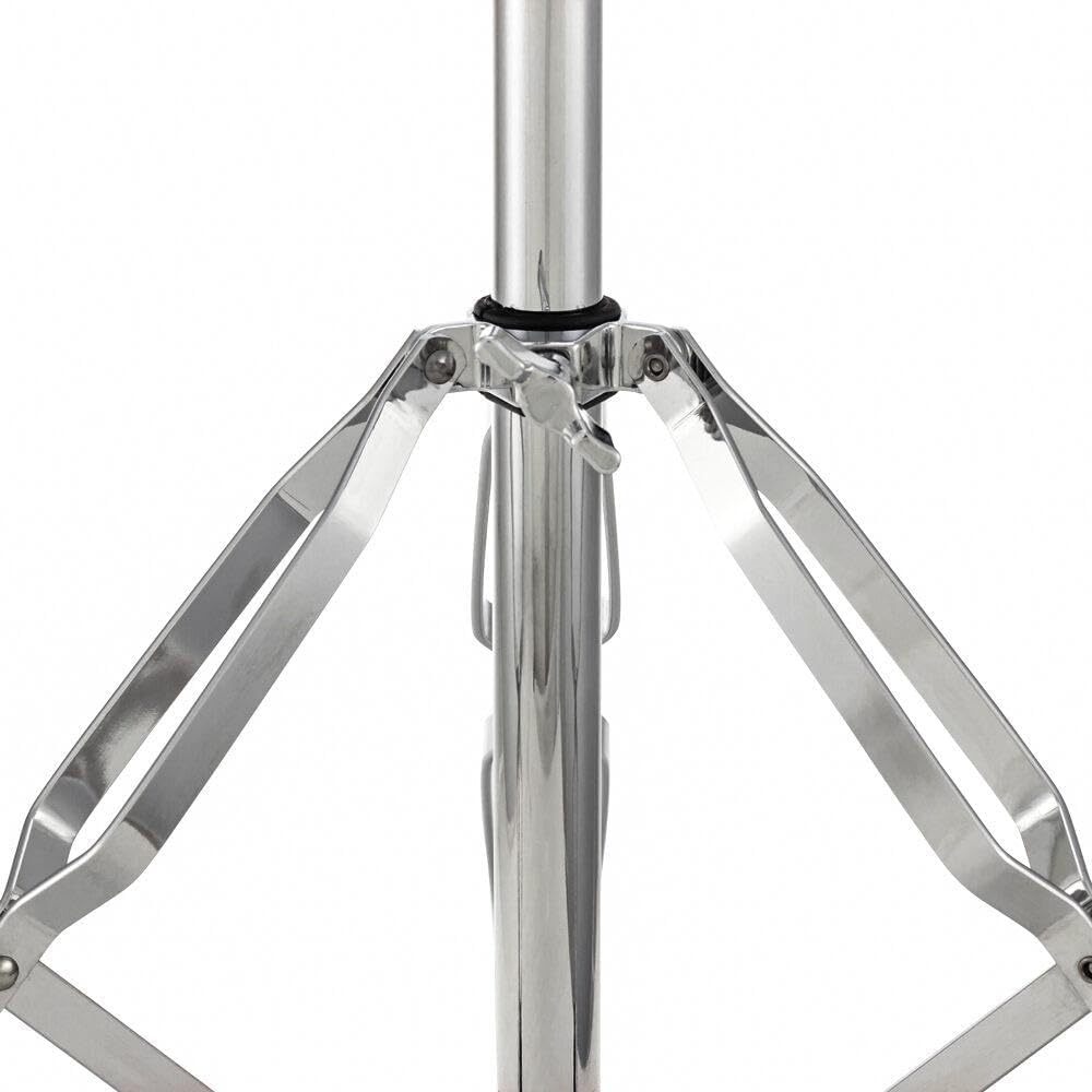 Base tripé metálica cromada para suporte de batedor de cajon ou bateria.