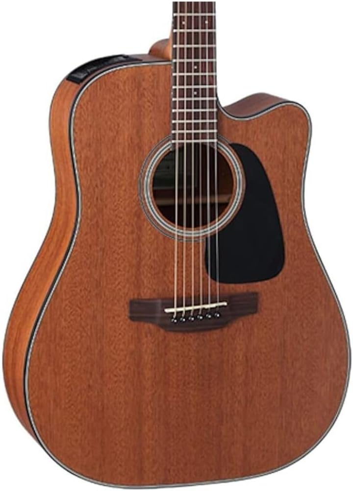 Detalhe corpo violão Takamine GD11MCE mogno fosco com captador e escudo preto