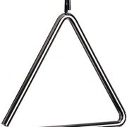 Triângulo musical Latin Percussion LPA123 de metal cromado com bastão para percussão, fundo branco