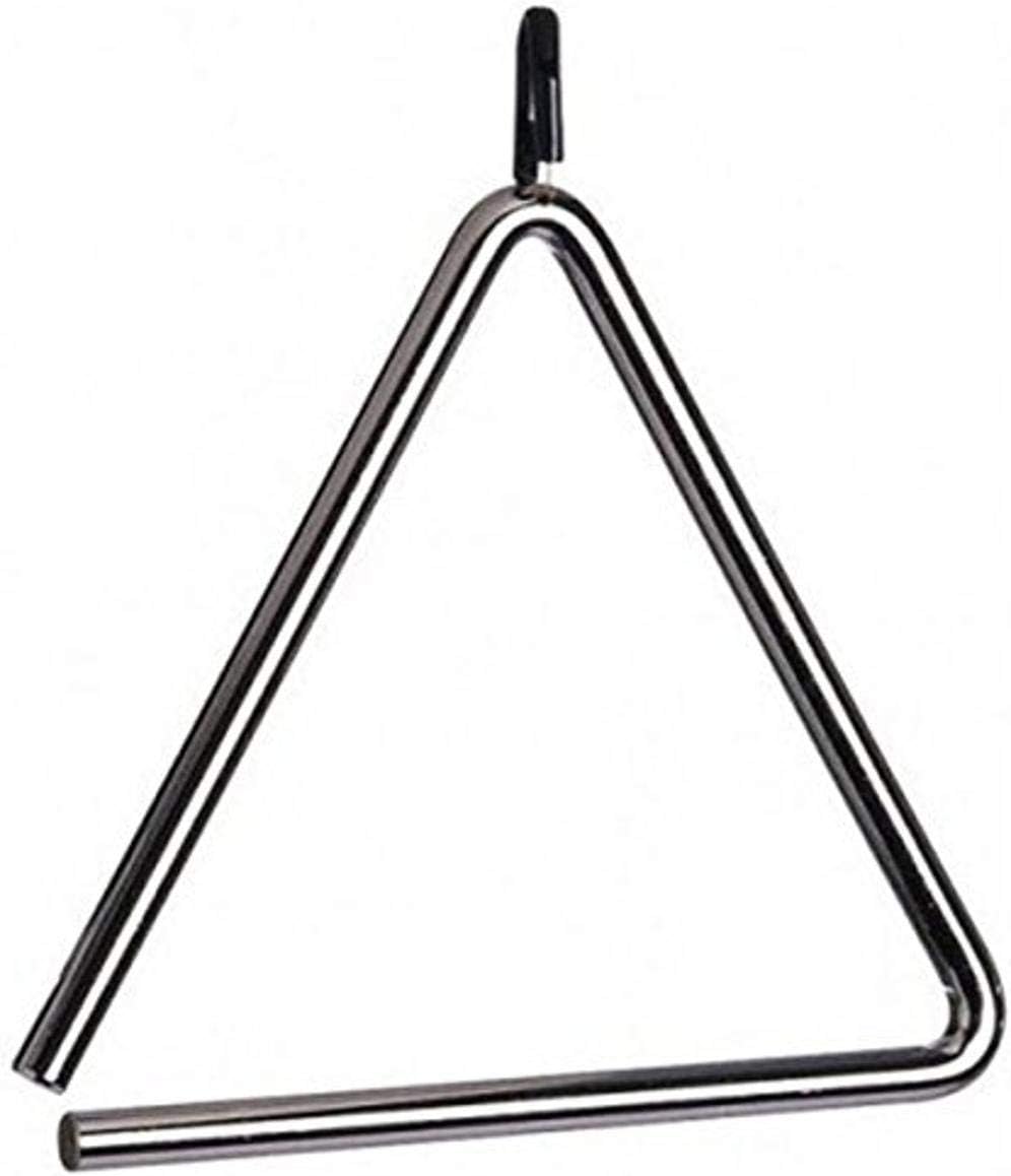 Triângulo musical Latin Percussion LPA123 de metal cromado com bastão para percussão, fundo branco
