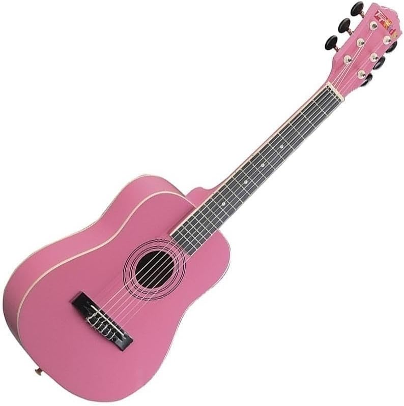 Violão infantil Tagima Kids V2 1/2 nylon rosa em ângulo diagonal, acústico para iniciantes