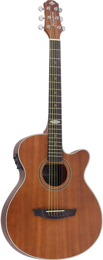 Violão eletroacústico Strinberg SF200C com acabamento fosco, corpo flat e corte, madeira marrom, captador embutido