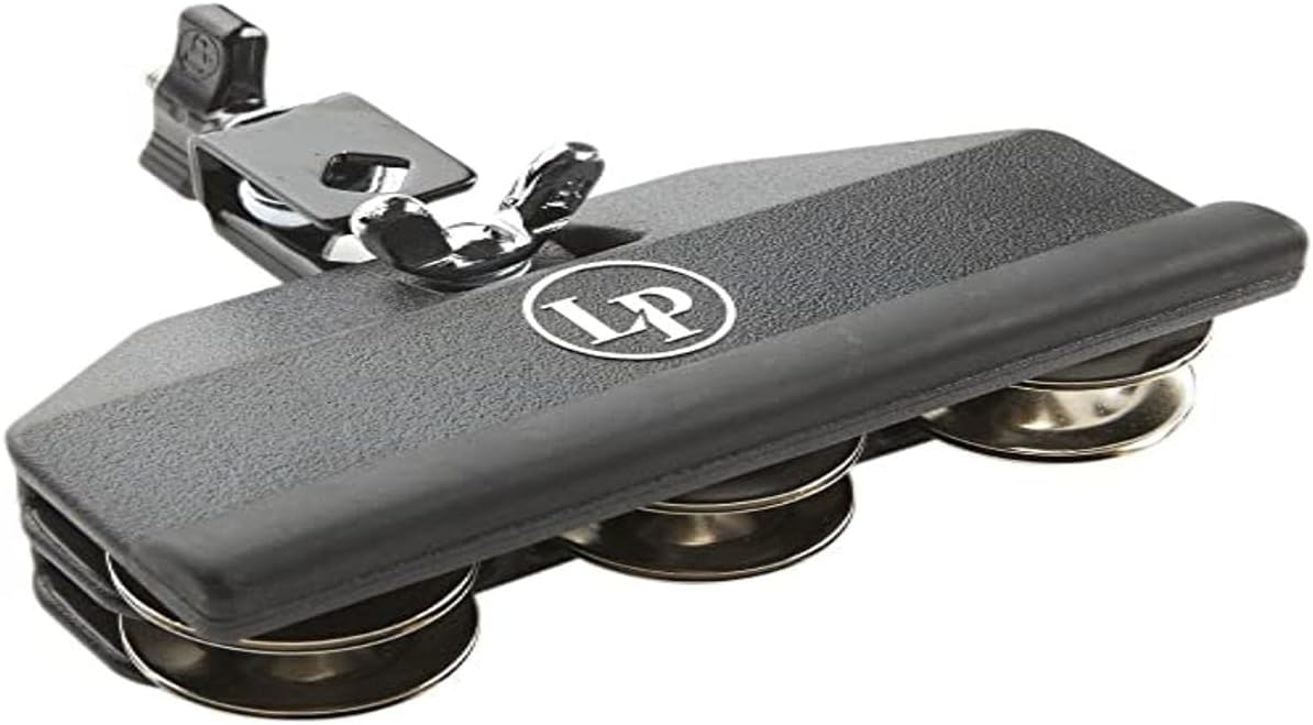 Pandeirola Latin Percussion Jam Tamb LP1207-T preta resistente com seis pares de jingles e fixação metálica