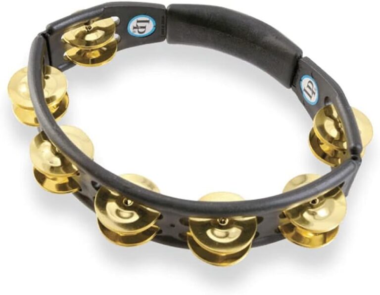 Tamborim LP Latin Percussion Cyclop Hand modelo preto com castanholas de latão duplas LP170