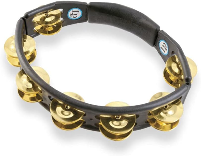 Tamborim LP Latin Percussion Cyclop Hand modelo preto com castanholas de latão duplas LP170