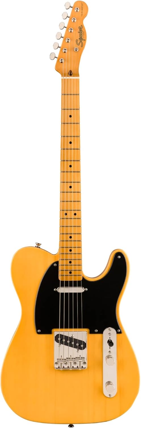 Squier Classic Vibe '50s Telecaster guitarra amarelo envelhecido com corpo sólido e escudo preto