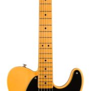Guitarra Squier Classic Vibe '50s corpo madeira sólida amarelo com escudo preto e braço maple.