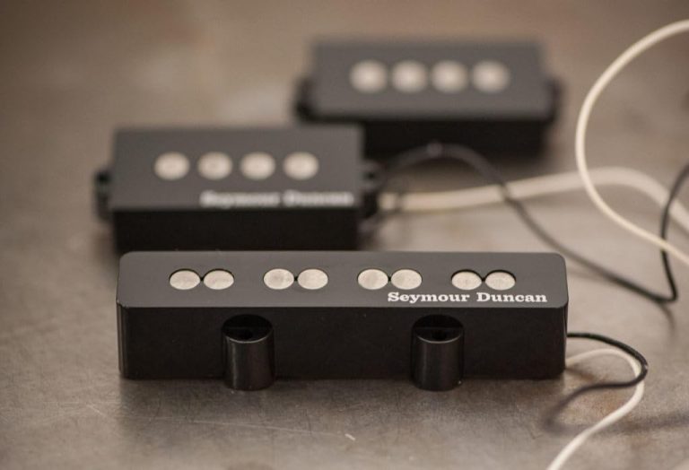 Captadores Seymour Duncan P-J para contrabaixo, pretos com ímãs metálicos, modelo Alnico V