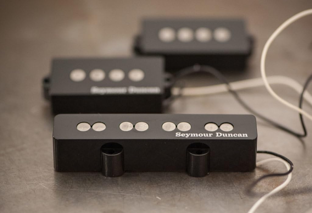 Captadores Seymour Duncan P-J para contrabaixo, pretos com ímãs metálicos, modelo Alnico V