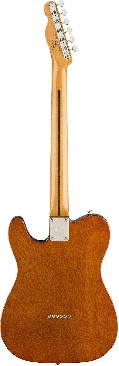 Parte traseira da guitarra Squier Classic Vibe '60s Telecaster Thinline com acabamento vintage-tintado, braço maple e tarraxas cromadas.