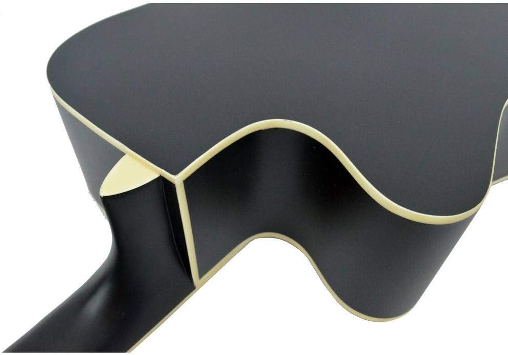 Detalhe do corte e acabamento preto satin com filete branco no violão Giannini GDC-1 CEQ