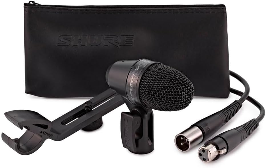 Kit completo Shure PGA56 com microfone, suporte de tambor, cabo XLR e bolsa de transporte preta