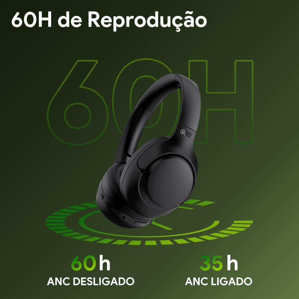 Fone QCY H3 ANC com bateria de até 60 horas de reprodução