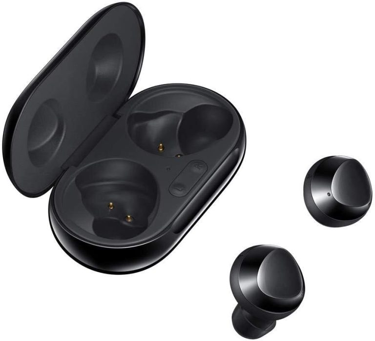 Samsung Galaxy Buds+ fones de ouvido in ear Bluetooth pretos com estojo de carregamento aberto