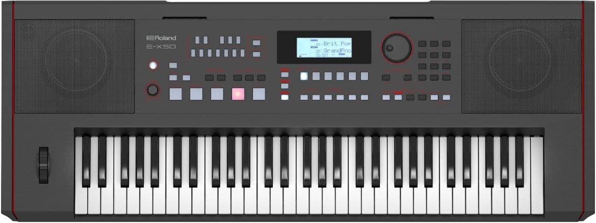 Teclado arranjador Roland E-X50 61 teclas com painel digital e caixas de som embutidas