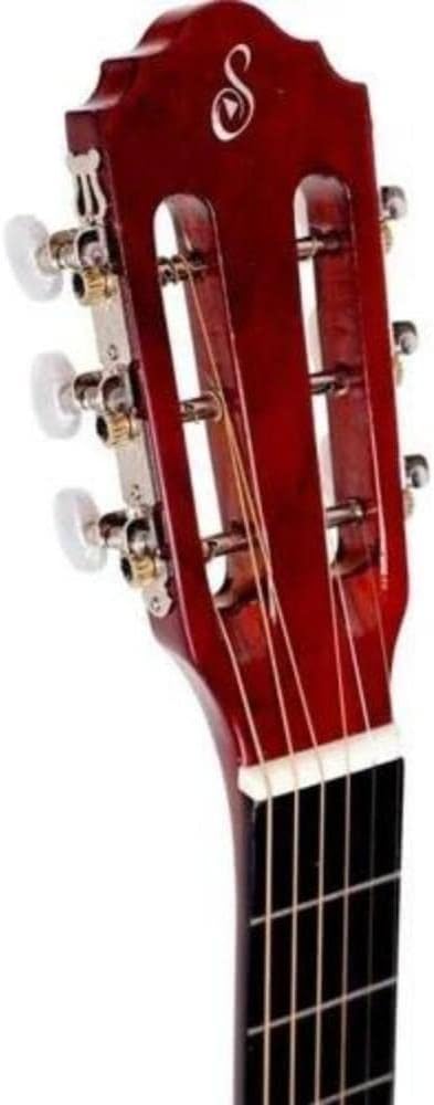 Cabeça do violão Giannini S-14 com tarraxas douradas e acabamento vermelho brilhante
