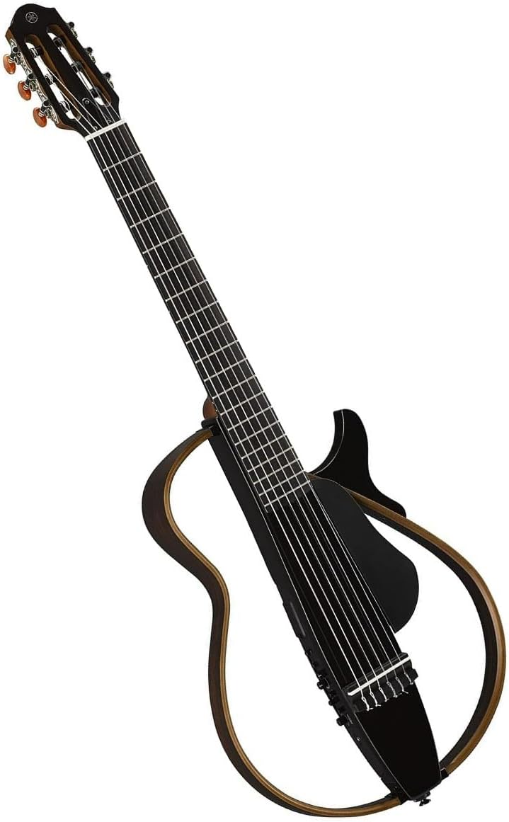 Violão Yamaha SLG-200N TBL preto translúcido com corpo esqueleto e braço nylon