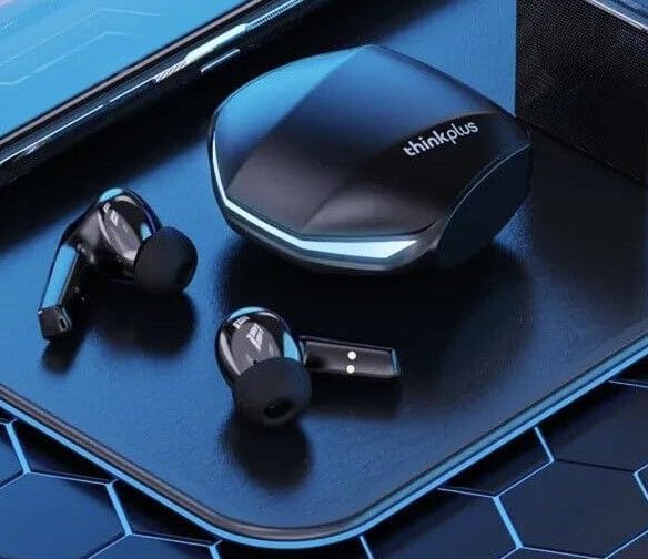 Lenovo GM2 Pro TWS fones de ouvido pretos sem fio com estojo de carregamento fechado e design moderno