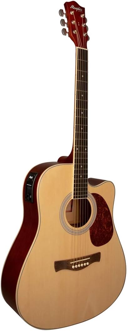 Violão eletroacústico Tagima Memphis MD-18 Dreadnought cutaway natural satin com captador e controle
