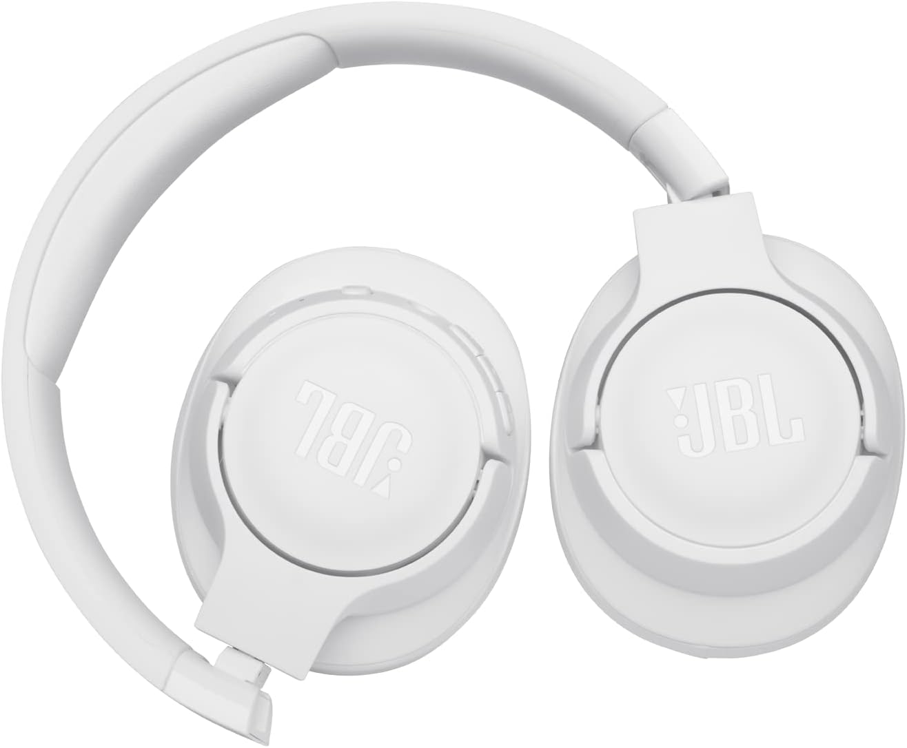 Fone de ouvido JBL Tune 710BT branco dobrável com logo JBL em relevo