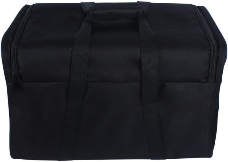 Bolsa preta impermeável para cajón com alças reforçadas em tecido Oxford.