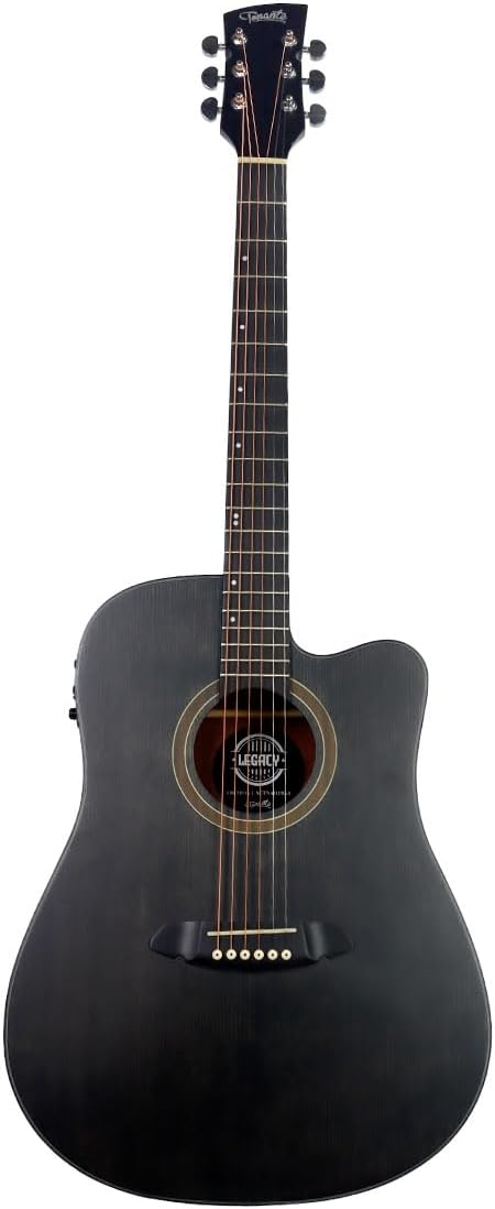 Violão elétrico folk Tonante Ametista ACTNAB1954 preto fosco vista frontal com equalizador 3 bandas