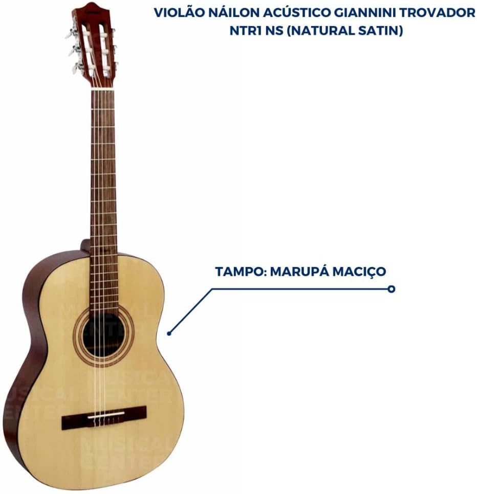 Violão Giannini Trovador NTR1 com tampo em Marupá maciço natural satin
