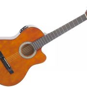 Violão elétrico Giannini SF14 CEQ N com corpo flat e acabamento natural marrom âmbar