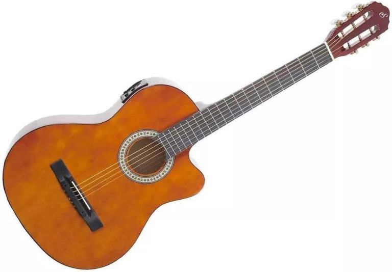 Violão elétrico Giannini SF14 CEQ N com corpo flat e acabamento natural marrom âmbar