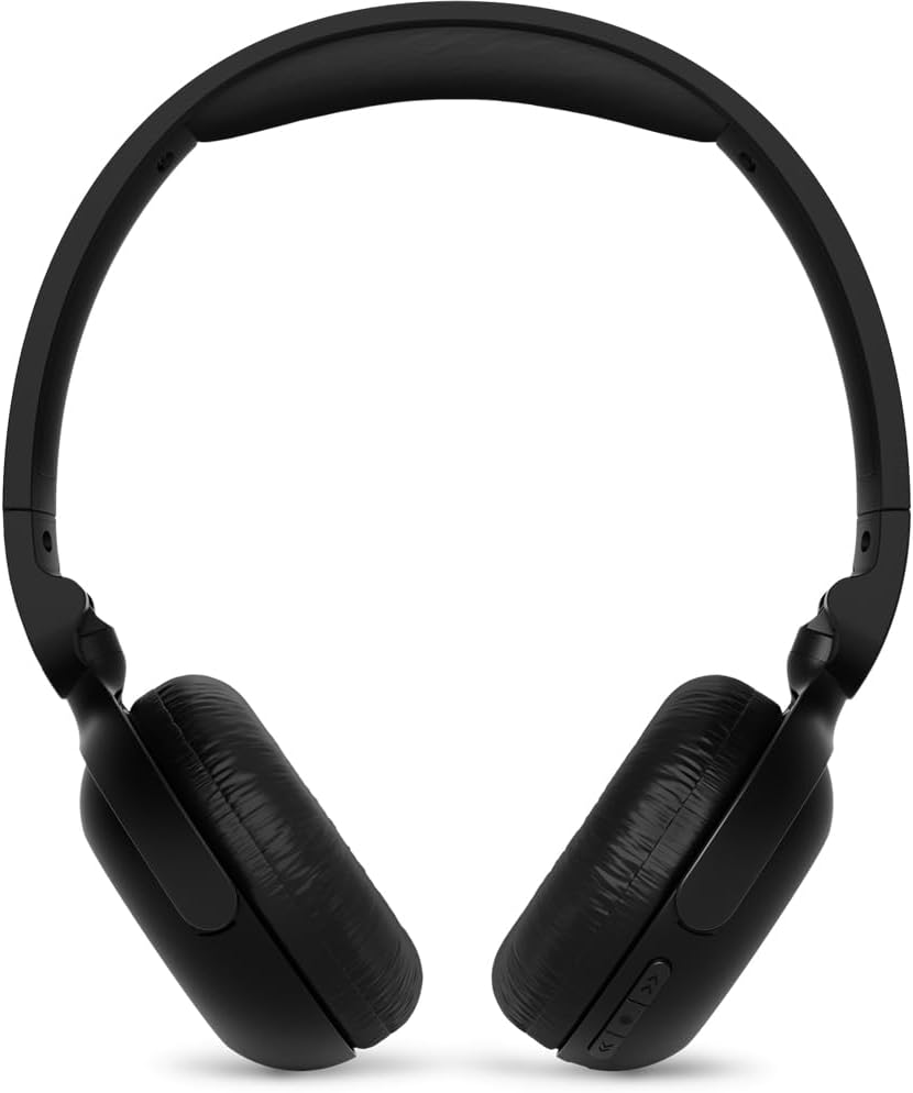 Fone de ouvido Philips TAH2209 Bluetooth Over-ear preto visto de frente com botões de controle