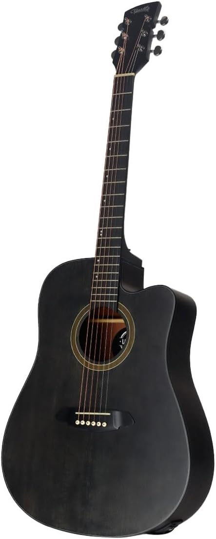 Violão elétrico folk Tonante Ametista ACTNAB1954 preto fosco com corte no corpo e equalizador 3 bandas